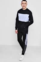Thumbnail for your product : boohoo Skinny Colour Block Sweater Tracksuit