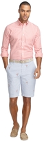 Thumbnail for your product : Brooks Brothers 11" Flamingo Embroidered Seersucker Shorts