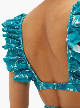 Adriana Degreas Bloom Floral-print Ruffled Bikini - Blue Print