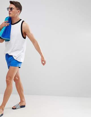 ASOS Design Swim Shorts In Blue Super Short Length