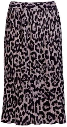 boohoo Woven Leopard Print Pleated Skater Skirt
