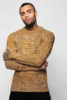 Thumbnail for your product : boohoo Cable Knit Marl Crew Neck Jumper