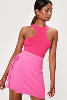 Thumbnail for your product : Nasty Gal Womens High Waisted Tie Side Linen Mix Mini Skirt - Pink - 6