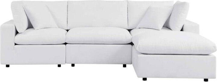 Modway Commix 4-Piece Aluminum Outdoor Patio Sectional Sofa with White Sunbrella Cushions