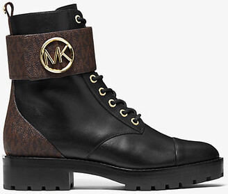 Michael Kors Tatum Leather and Logo Combat Boot - ShopStyle