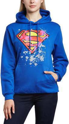 Dc Comics DC Comics Women's Official Superman Splatter Logo Long Sleeve Hoodie