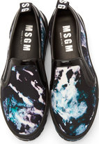 Thumbnail for your product : MSGM Black Canvas & Leather Marble Slip-On Sneakers