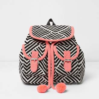 River Island Girls monochrome and Pink stripe backpack
