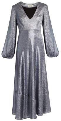 Zimmermann Adorn Plunging Lame Midi Dress - Womens - Silver