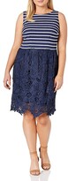 Thumbnail for your product : Taylor Plus Size Fit and Flare Mixed Media Lace Skirted Party Dress