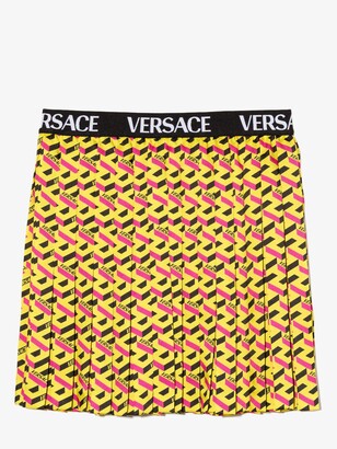 Versace Children Monogram Logo Pleated Skirt - Kids - Polyester