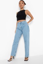 Thumbnail for your product : boohoo Petite Split Waist Rigid Straight Leg Jeans