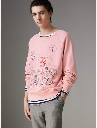 Burberry Adventure Print Cotton Sweatshirt , Size: XXL, Pink