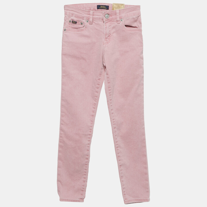Polo Ralph Lauren Kids Pink Denim Tompkins Skinny Jeans 10 Yrs Waist 24"