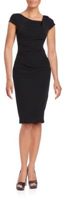 Adrianna Papell Side Ruched Cap Sleeve Sheath Dress