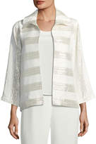Thumbnail for your product : Caroline Rose Metallic Striped Ruched-Collar Jacket