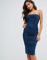 Thumbnail for your product : Misha Collection Bandeau Pencil Dress With Corset Lace Up Detail
