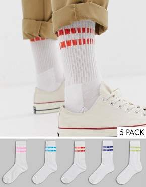 ASOS Design DESIGN sport socks with retro bright design 5 pack multipack saving