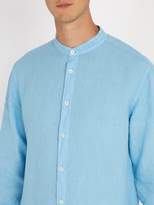Thumbnail for your product : 120% Lino Long Sleeved Linen Shirt - Mens - Blue