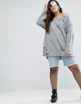 Thumbnail for your product : ASOS Curve CURVE Off Shoulder Sweatshirt With Nibble Detail