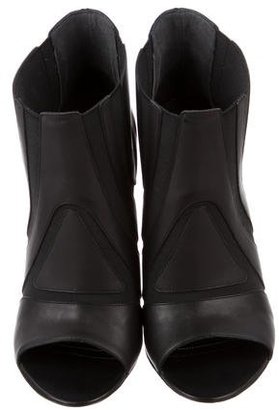 Balenciaga Leather Peep-Toe Booties w/ Tags
