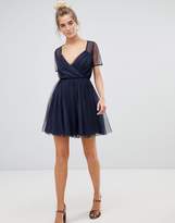 Thumbnail for your product : ASOS Design Tulle Mini Dress with Sheer Sleeve