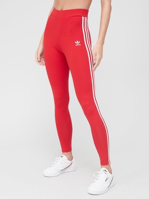 adidas 3 Stripe Tights Red - ShopStyle Hosiery