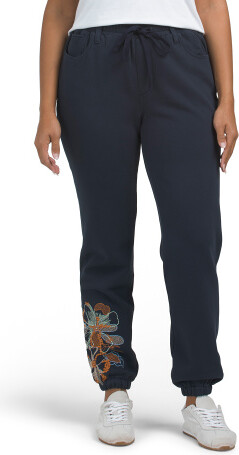 TJMAXX Floral Embroidered Joggers, Cotton