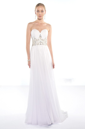 Alyce Paris - Strapless Ruched Sweetheart Beaded Long Chiffon Dress 1006