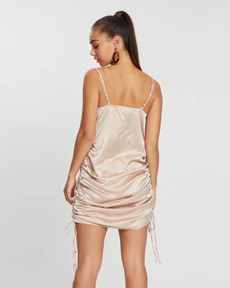 Missguided Strappy Satin Cowl Ruched Side Mini Dress