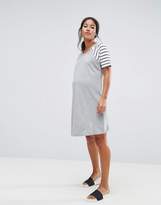 Thumbnail for your product : Asos Maternity - Nursing Asos Maternity Nursing Colour Block Dress With Zip Detail And Stripe Sleeves