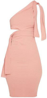 Realcat Dusty Pink Tie Detail One Shoulder Midi Dress