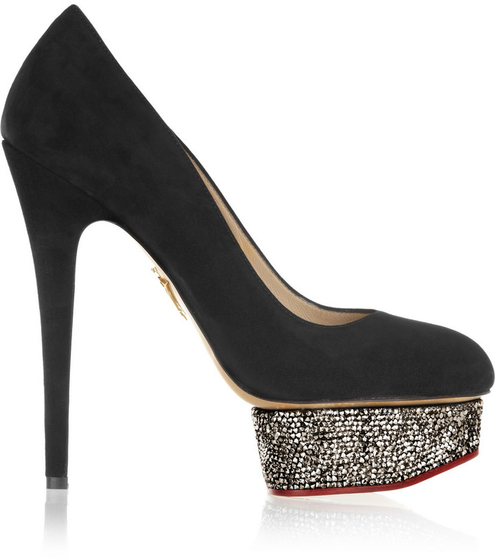 Charlotte Olympia The Dolly Swarovski Crystal-Embellished Suede ...