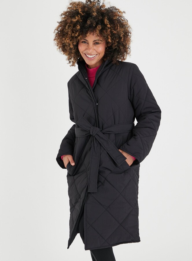 Tu Petite PETITE Black Diamond Quilted Belted Coat ShopStyle