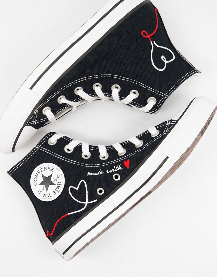 Converse Chuck Taylor All Star Hi Love Thread sneakers in black - ShopStyle