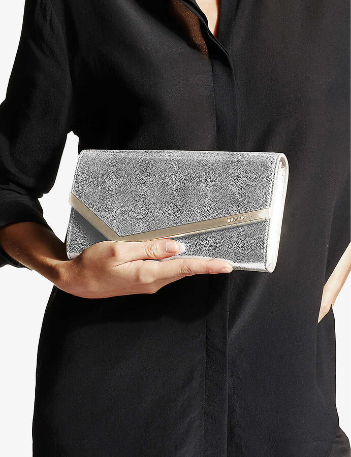 Jimmy Choo Emmie glitter leather clutch ShopStyle
