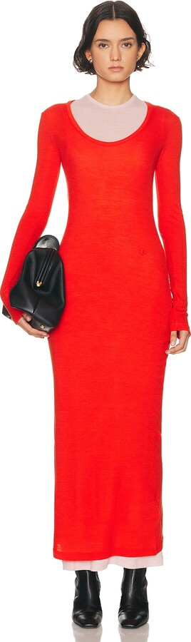 Jil Sander Long Sleeve Tank Dress in Red
