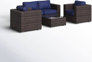 Hokku Designs Fully Assembled Patio Furniture With 5 - Piece Composition, Covered Aluminum Frames, Ergonomic Seating Design, Machine Washable Cushion Covers For Lon