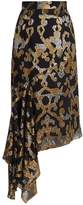 Thumbnail for your product : Peter Pilotto Asymmetric Fil Coupe Silk Blend Midi Skirt - Womens - Black Gold