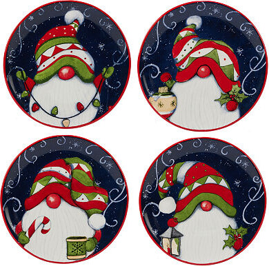 Certified International Holiday Magic Gnome 4-pc. Canape Plate