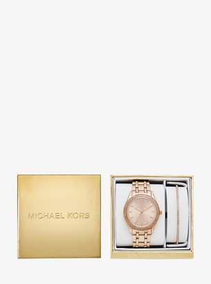 Michael Kors Kiley Rose Gold-Tone Watch and Bracelet Set