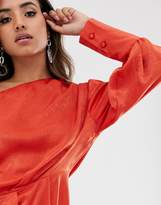 Thumbnail for your product : ASOS Design DESIGN one shoulder blouson midi dress in washed satin