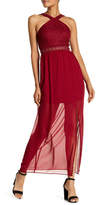 Thumbnail for your product : Amy Byer Lace V-Neck Chiffon Maxi Dress (Juniors)