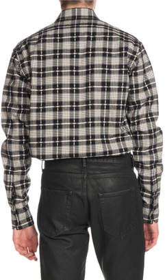 Saint Laurent Men's Cotton/Wool Plaid Flannel Shirt
