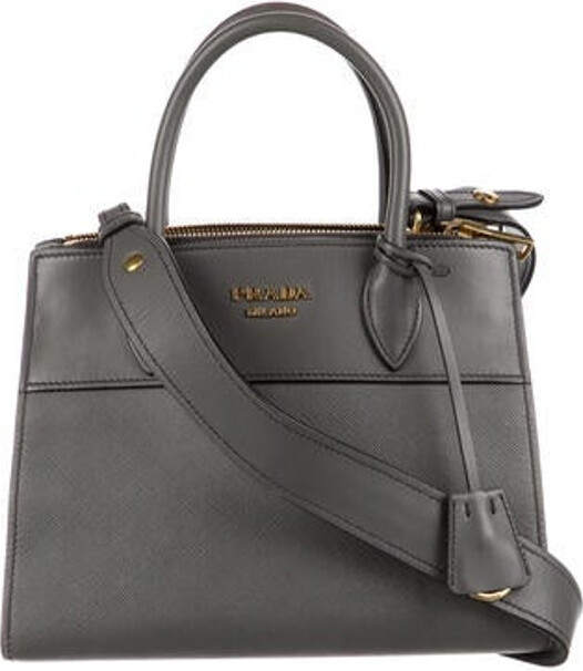 PRADA: Crossbody bag in saffiano leather - Grey