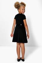 Thumbnail for your product : boohoo Girls Capped Sleeve Belted Ponte Skater Dress