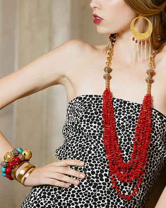 Devon Leigh Long Multi-Strand Coral Necklace, Red