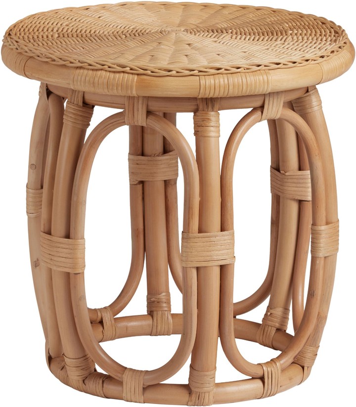 Round Natural Rattan Accent Table