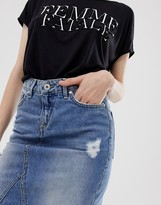 Thumbnail for your product : Blend She Pearce distressed denim skirt