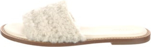 Gabriela Hearst Shearling Slides Neutrals